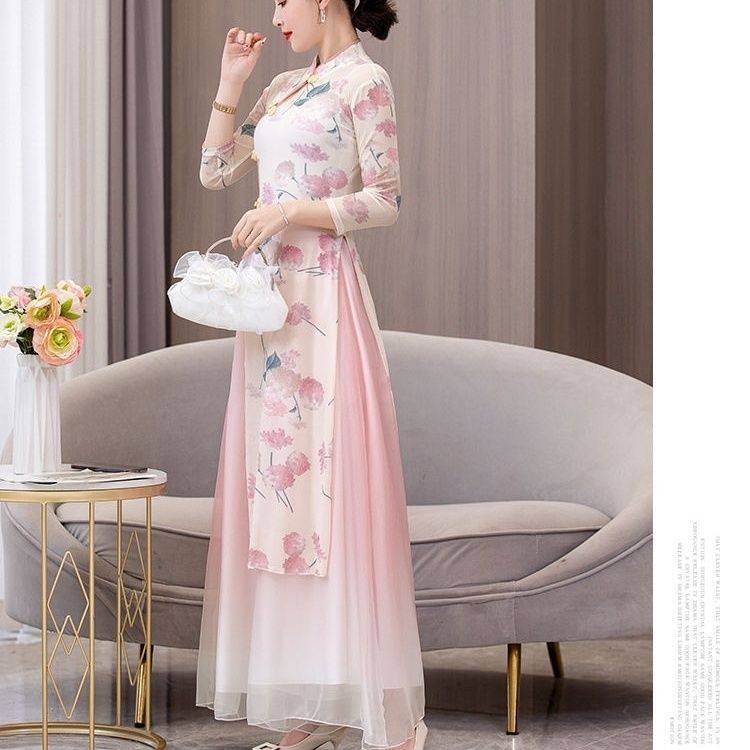 Classical dance dance service temperament new long high -end ethnic style dance suit set national style orthos and elegant dance