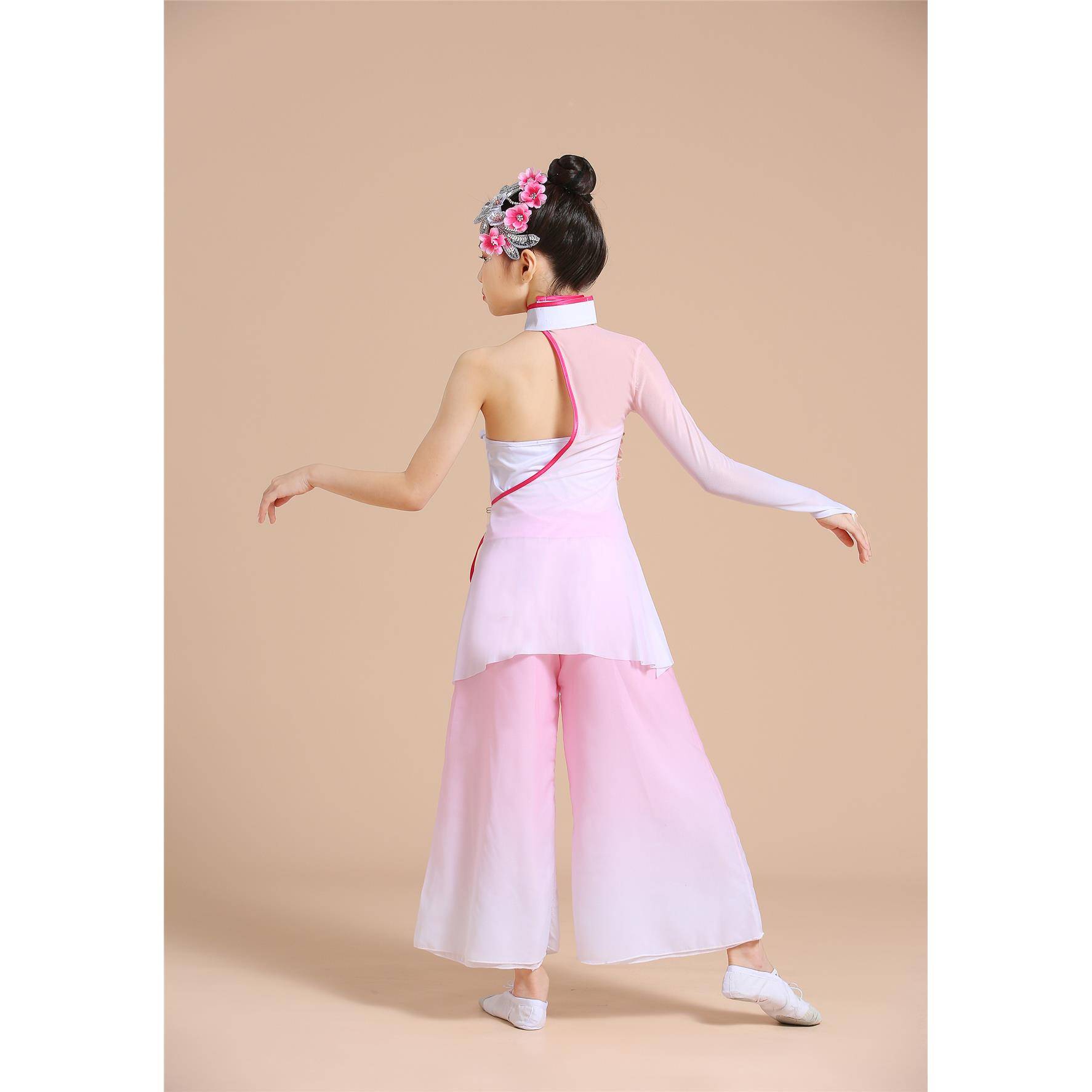 Children's Classical Dance Prefecture Yangge Art Examination Soluper Fan National Dance Ethnic Dance Flower Chinese Style Performance Service Pink