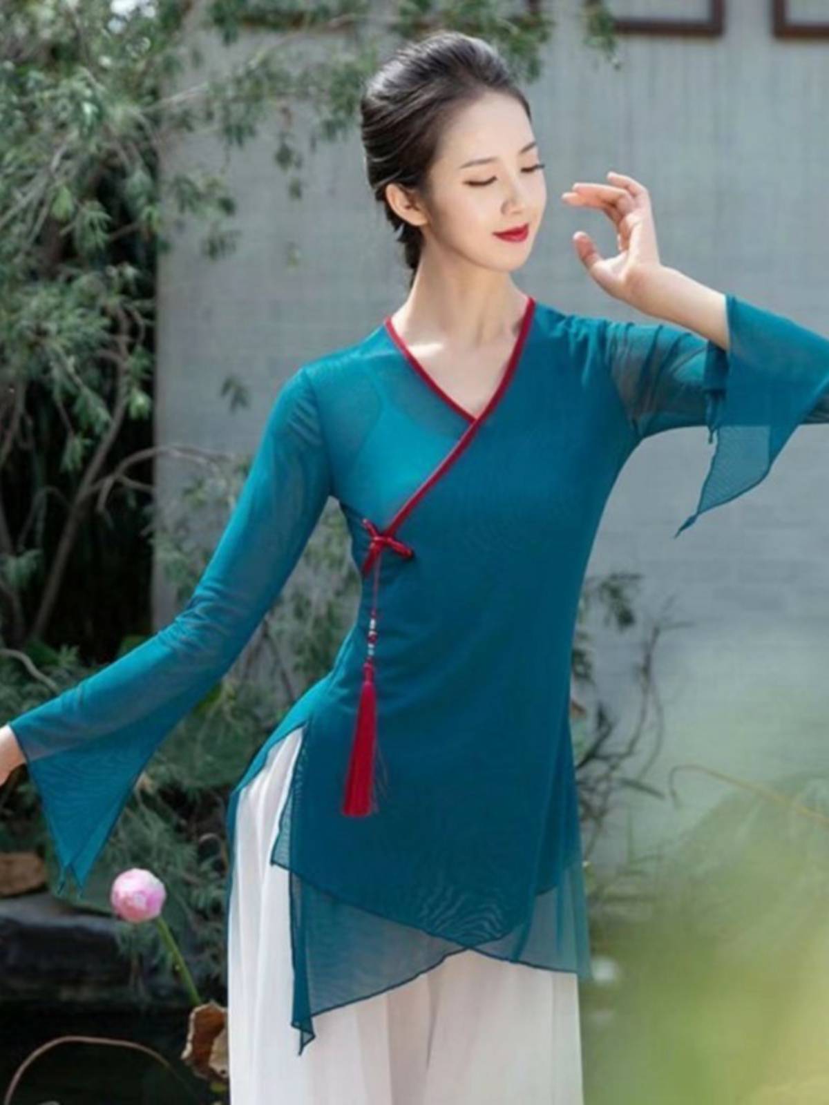Neo -classical dance exercise dance dance gauze female art test -shaped sportswear elegant modern national suit Chinese style body rhyme suit