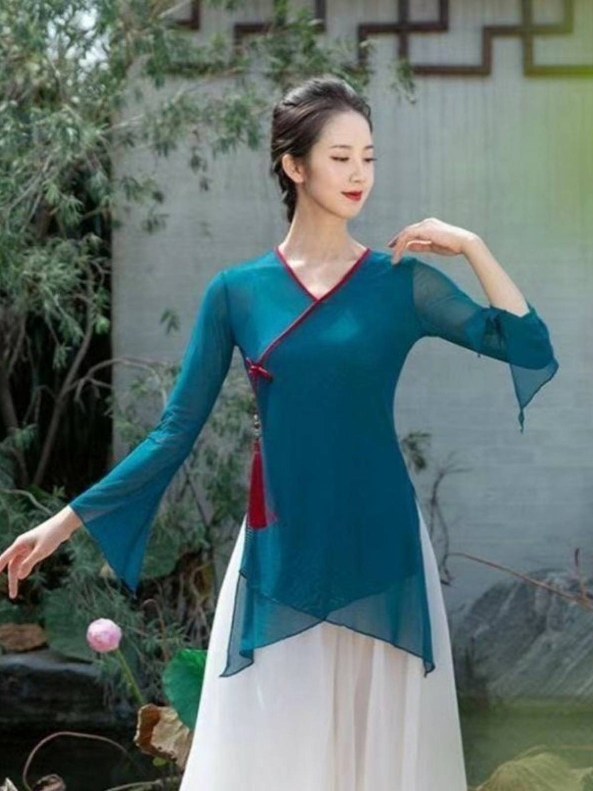 Neo -classical dance exercise dance dance gauze female art test -shaped sportswear elegant modern national suit Chinese style body rhyme suit