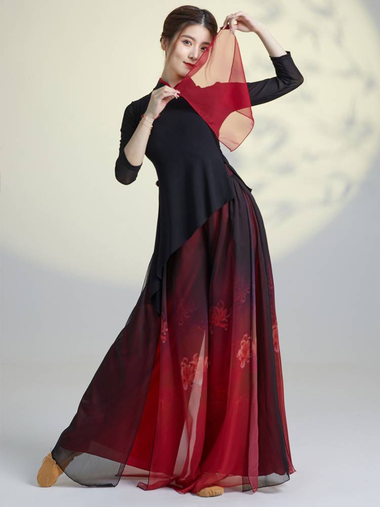 Classical Dance Moving Cheongsam Black and Red Top Chinese Dance Ethnic Dance Dance Service Female Permanent Practice Service Performance Service