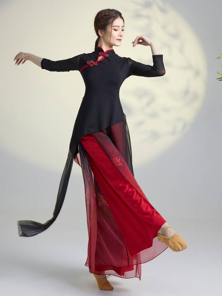 Classical Dance Moving Cheongsam Black and Red Top Chinese Dance Ethnic Dance Dance Service Female Permanent Practice Service Performance Service
