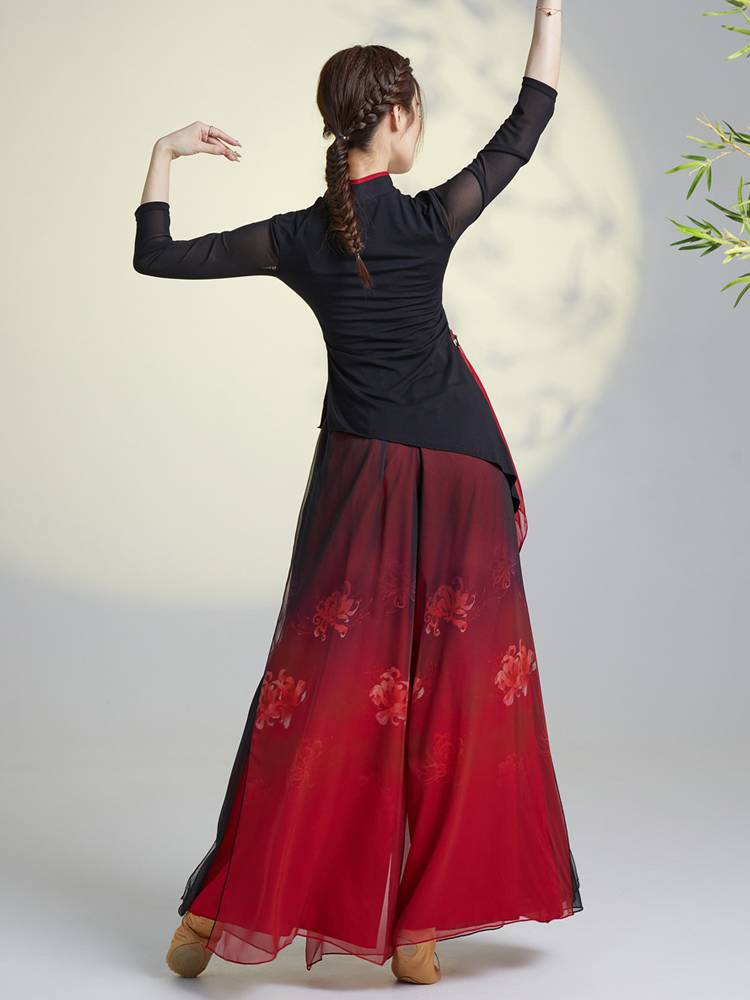 Classical Dance Moving Cheongsam Black and Red Top Chinese Dance Ethnic Dance Dance Service Female Permanent Practice Service Performance Service