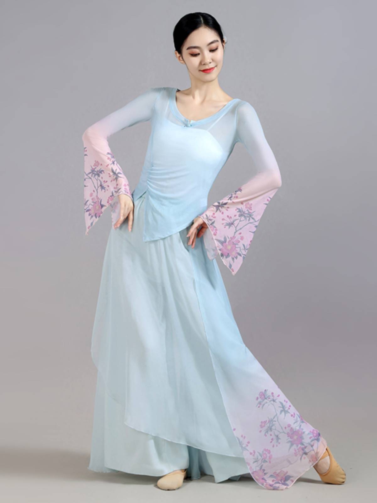 Classical dance clothing female elegant body rhyme elasticity Gravity gauze wide -leg skirt pants national wind art test service