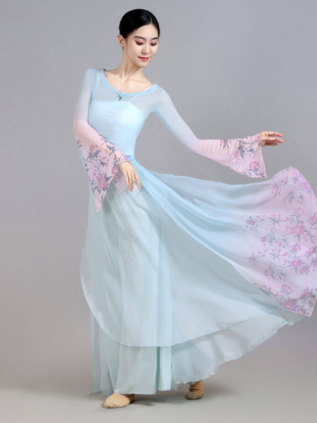 Classical dance clothing female elegant body rhyme elasticity Gravity gauze wide -leg skirt pants national wind art test service