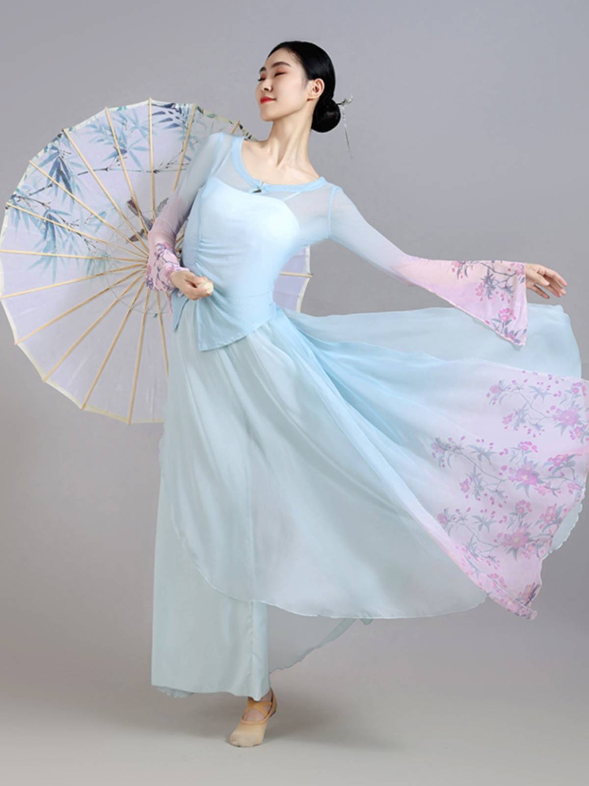 Classical dance clothing female elegant body rhyme elasticity Gravity gauze wide -leg skirt pants national wind art test service