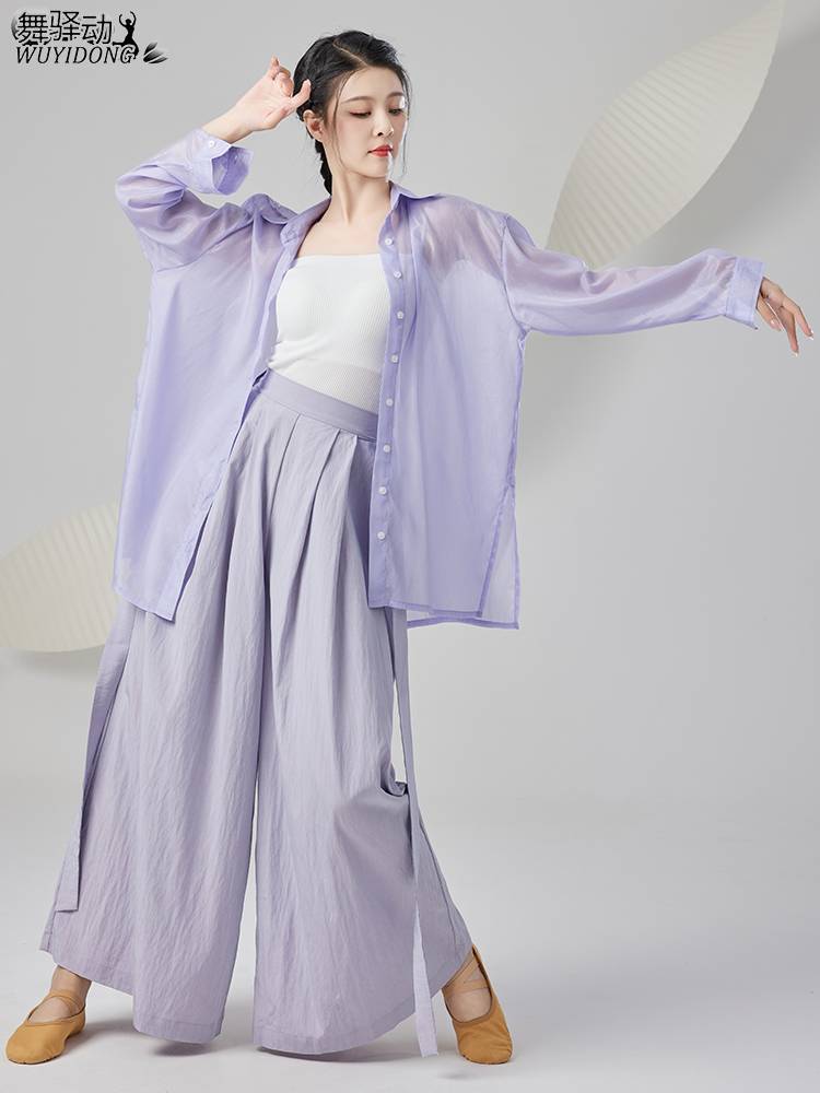Danceyi Modern Dance Practice Female Dance Server Loose Long -sleeved Shirts Chinese Classical Dance Set Set