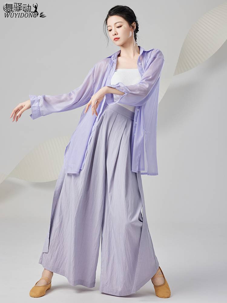 Danceyi Modern Dance Practice Female Dance Server Loose Long -sleeved Shirts Chinese Classical Dance Set Set