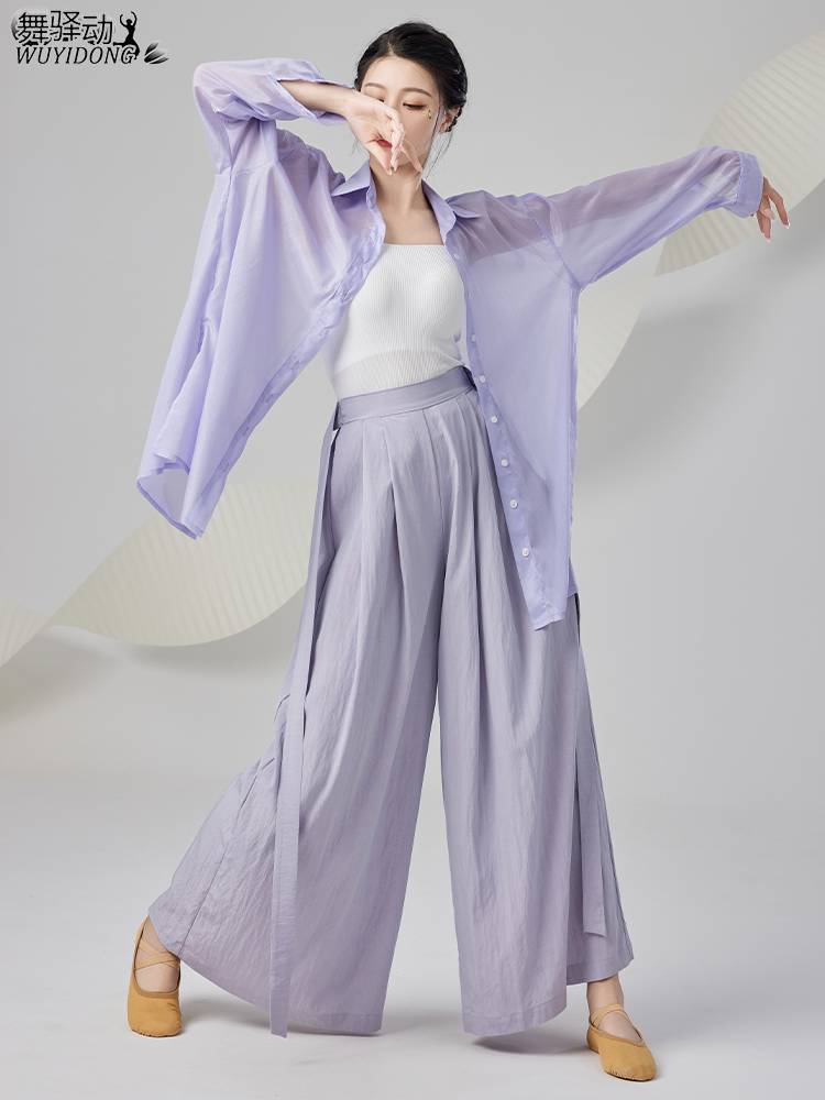 Danceyi Modern Dance Practice Female Dance Server Loose Long -sleeved Shirts Chinese Classical Dance Set Set