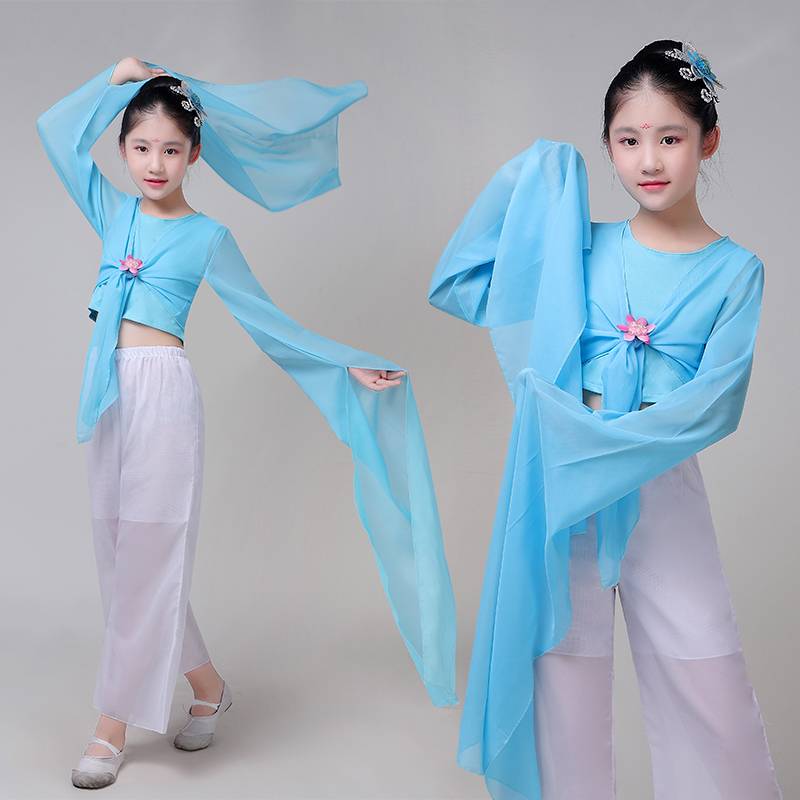 Water sleeve top Children's Tibetan dance performance service classical dance exercise solution pure color opera national shocking dance sleeve