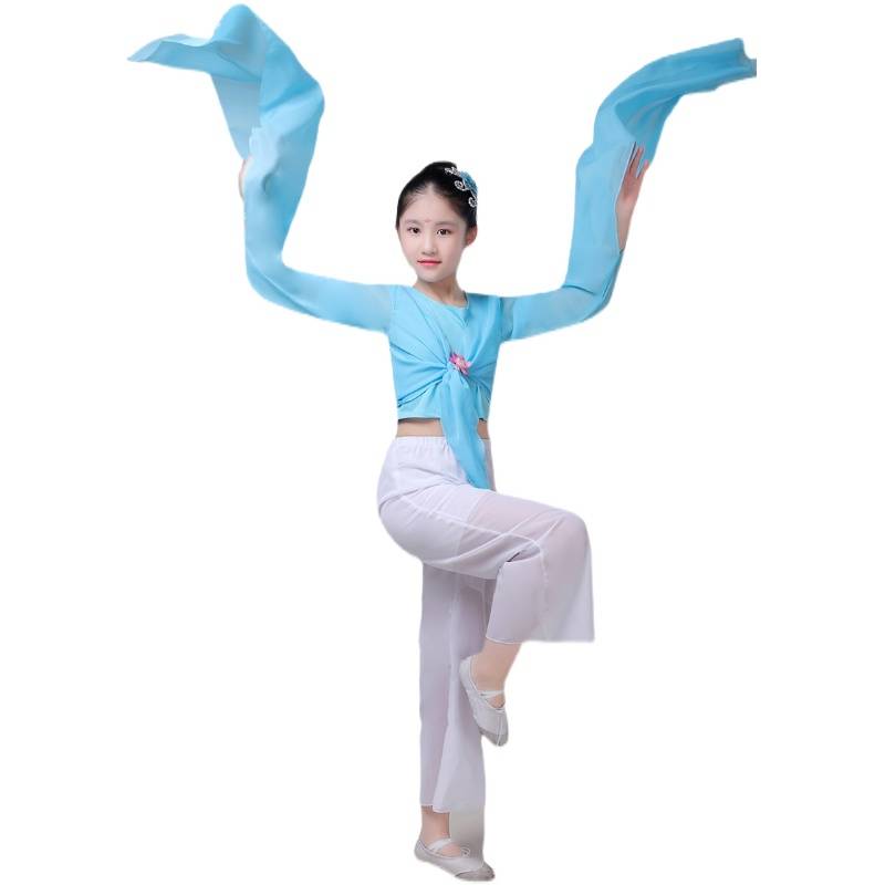 Water sleeve top Children's Tibetan dance performance service classical dance exercise solution pure color opera national shocking dance sleeve
