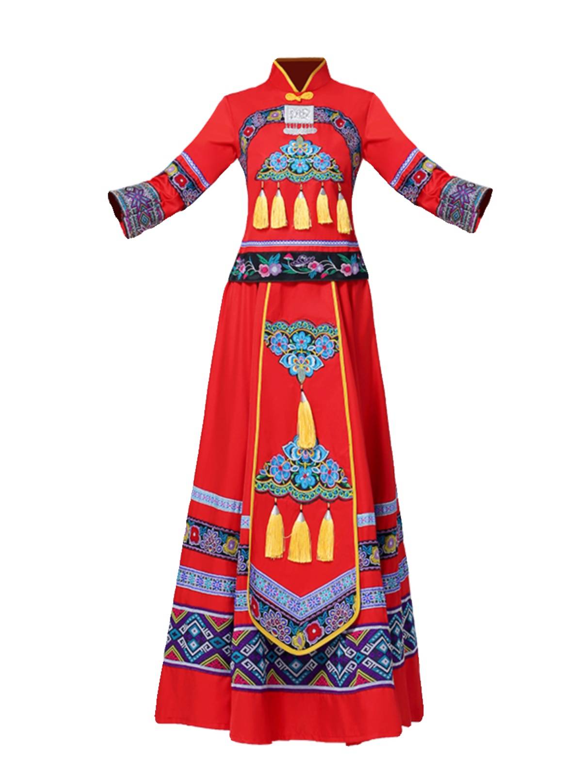 Guangxi Zhuang Costume Women's Hunan West Ethnic Minority Performance Clothing Adult March March 3 Miao Yao Yao dance performance