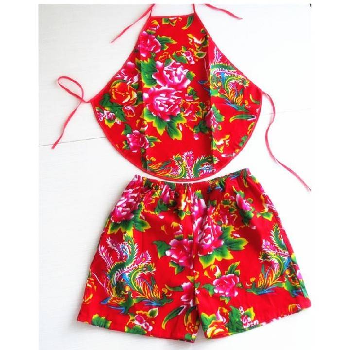 Children's bellyband performance service children's dance performance service men and girls big flower cloth national Yangge dance clothing