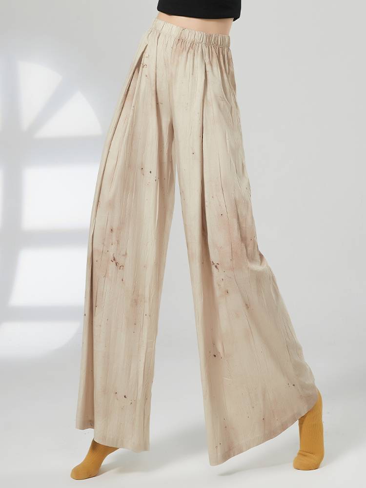 Modern dance pants loose, elegant printed wide -leg pants Chinese national dance exercise, classical dance pants shape pants