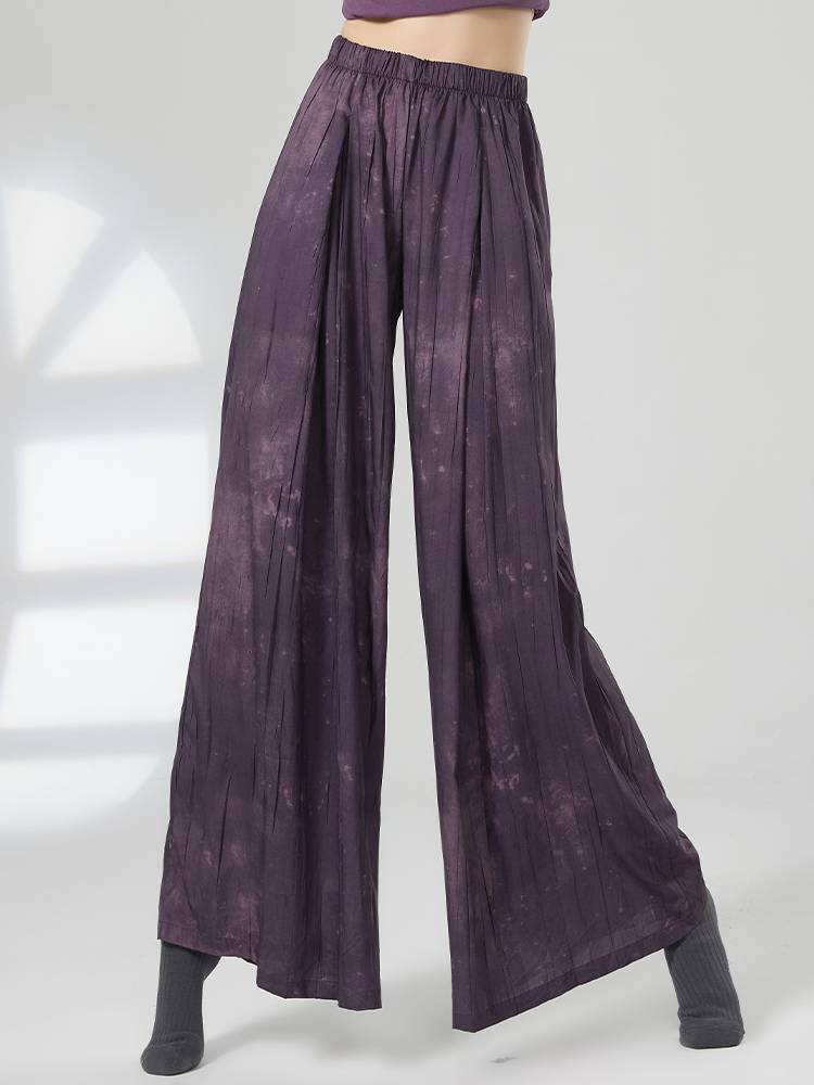 Modern dance pants loose, elegant printed wide -leg pants Chinese national dance exercise, classical dance pants shape pants