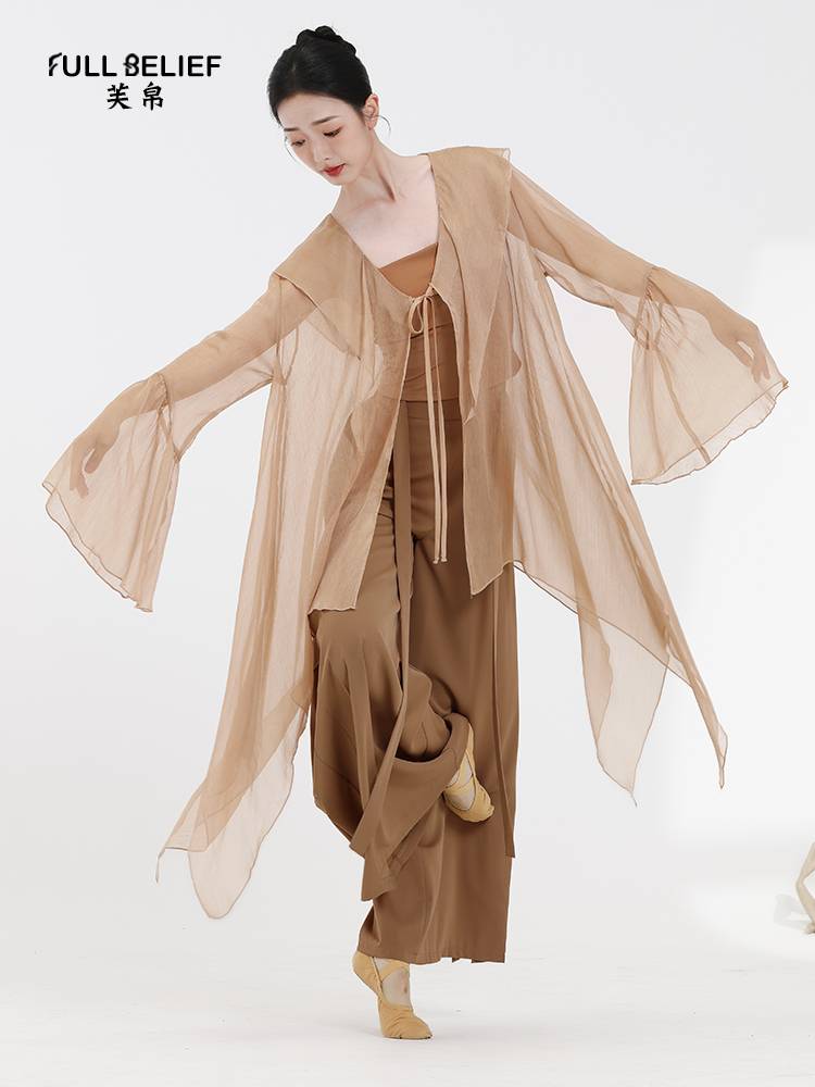 Fuyu classical dance clothing female elegant Hanfu cardigan shirt performed fairy net gauze clothing watch exercise skills