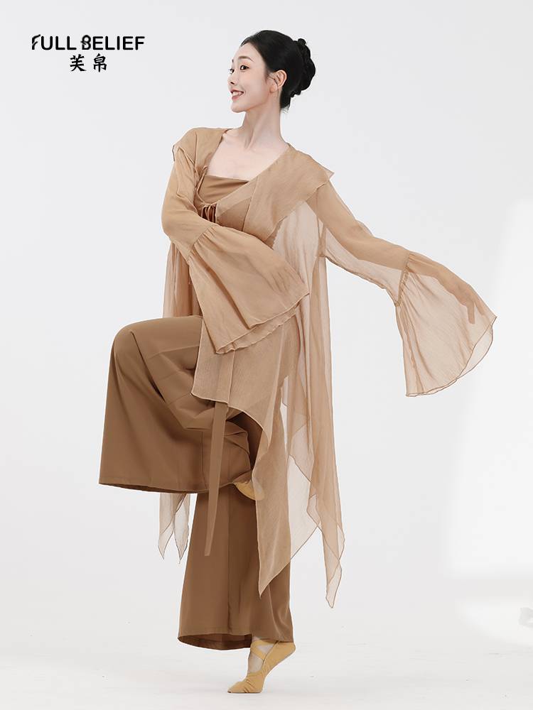 Fuyu classical dance clothing female elegant Hanfu cardigan shirt performed fairy net gauze clothing watch exercise skills