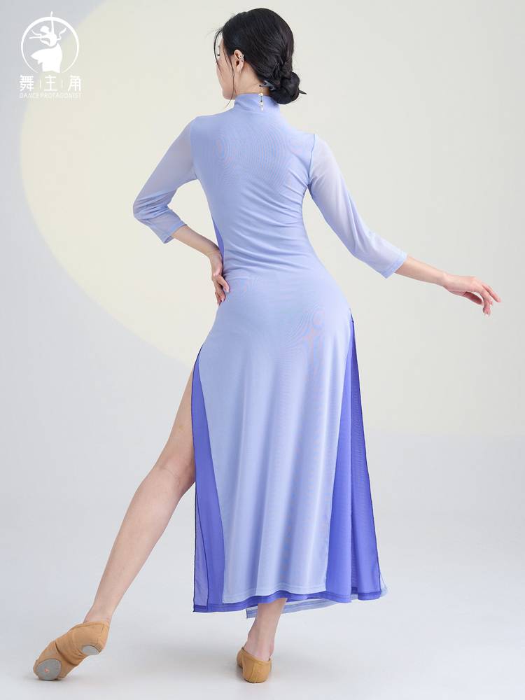 Dance protagonist Classical dance cheongsam practice clothes, rhyme dance clothing, female gauze, elegant national dance performance clothing