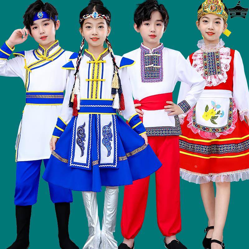 56 ethnic minority clothing Children March, March, the three Zhuangbu strong clothes girls, male Miao, Yao people, Guangxi dance clothing