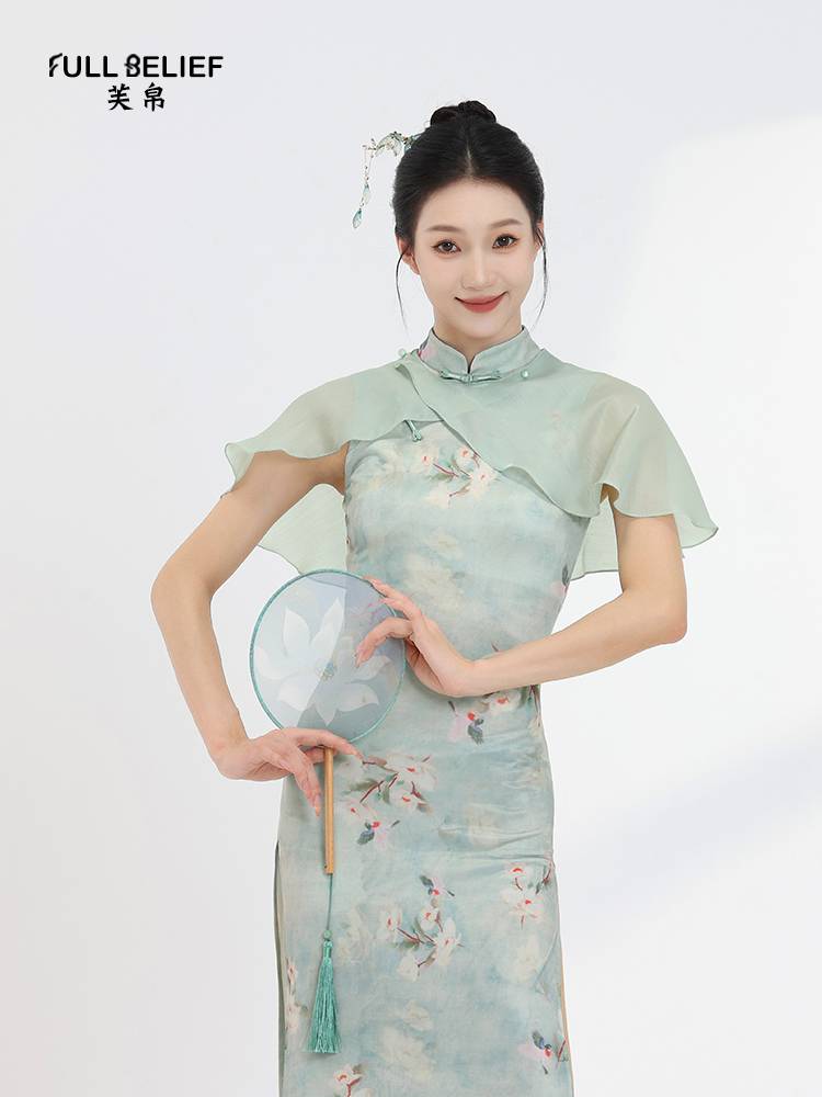 Fuyu improved cheongsam dance clothing female sleeveless printed dance dance service classical dance performance Chinese style practice service