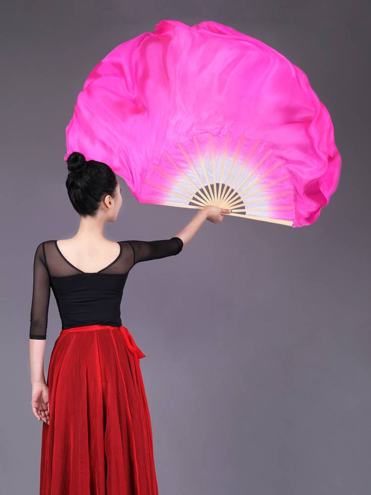 Dance fan dancing fan True silk classical dance national ancient style dance fan Children's square dance fan Jiaozhou Yangge fan