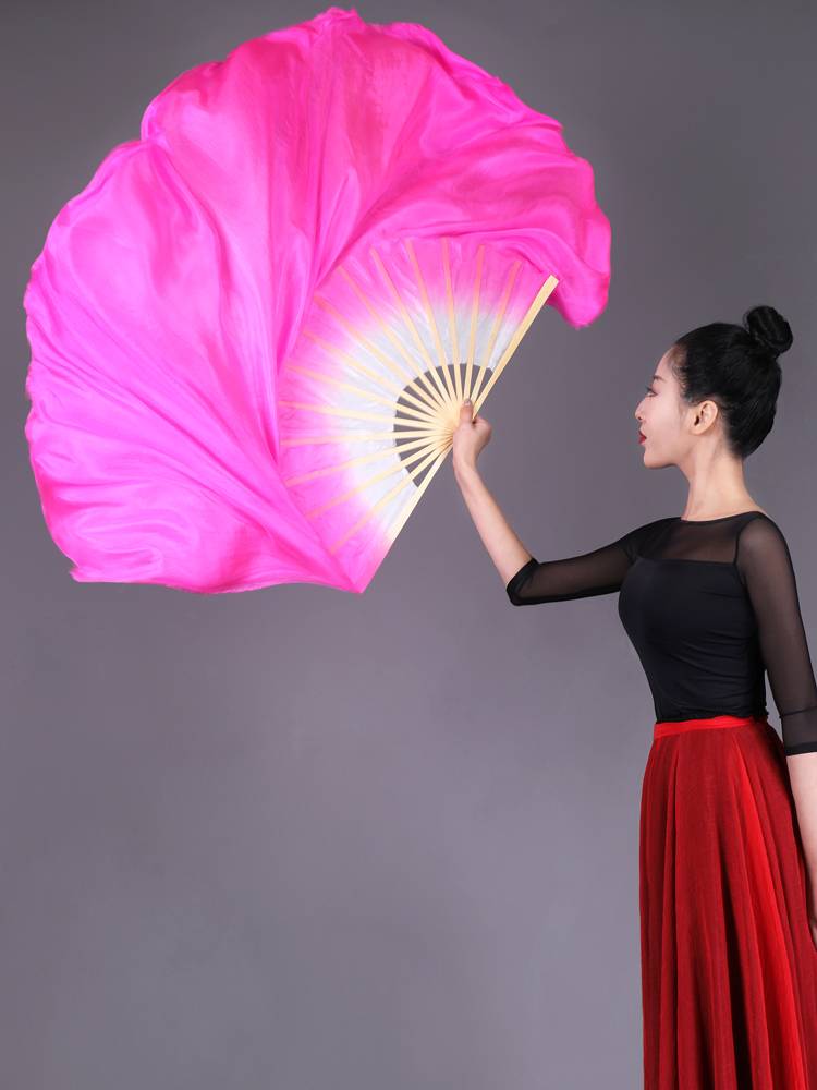 Dance fan dancing fan True silk classical dance national ancient style dance fan Children's square dance fan Jiaozhou Yangge fan