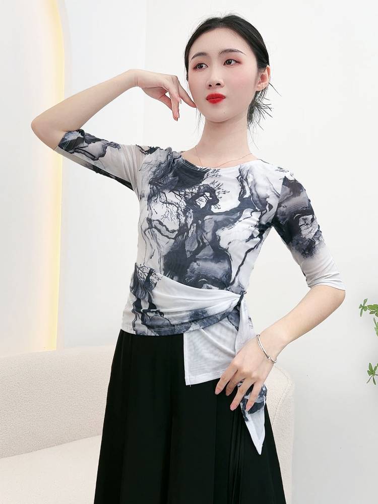 Classical Dance Dance Funny Dress Top Female Adult Rhymes Yaosong Jiechang Sleeve Chinese Modern Dance National Dance Square Dance Clothing