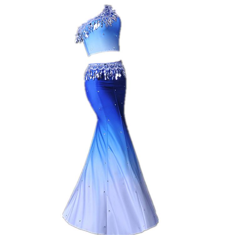 The Dai dance service female slim adult color cloud, the south peacock dance practice skirt, the hip hip fishtail skirt performed a clothing A