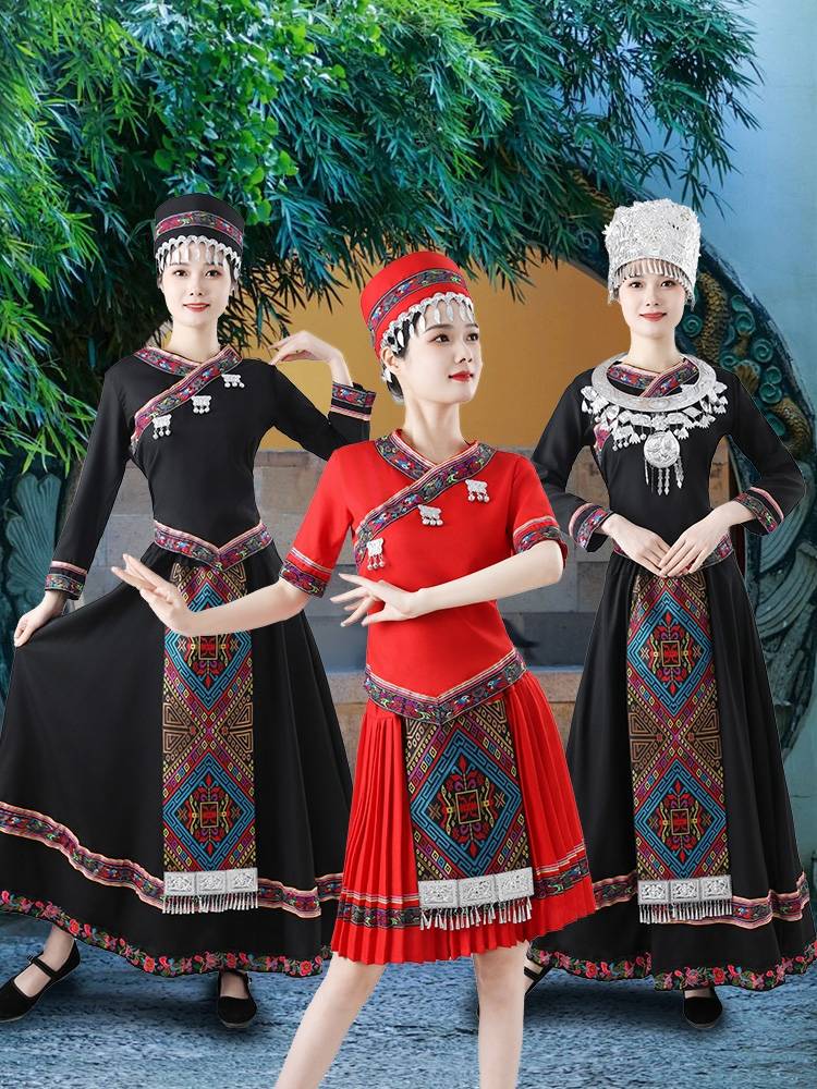 New Tujia Yi Plaza Dance Clothing Miao Miao ethnic minority dance Zhuang Yao people performed autumn and winter models