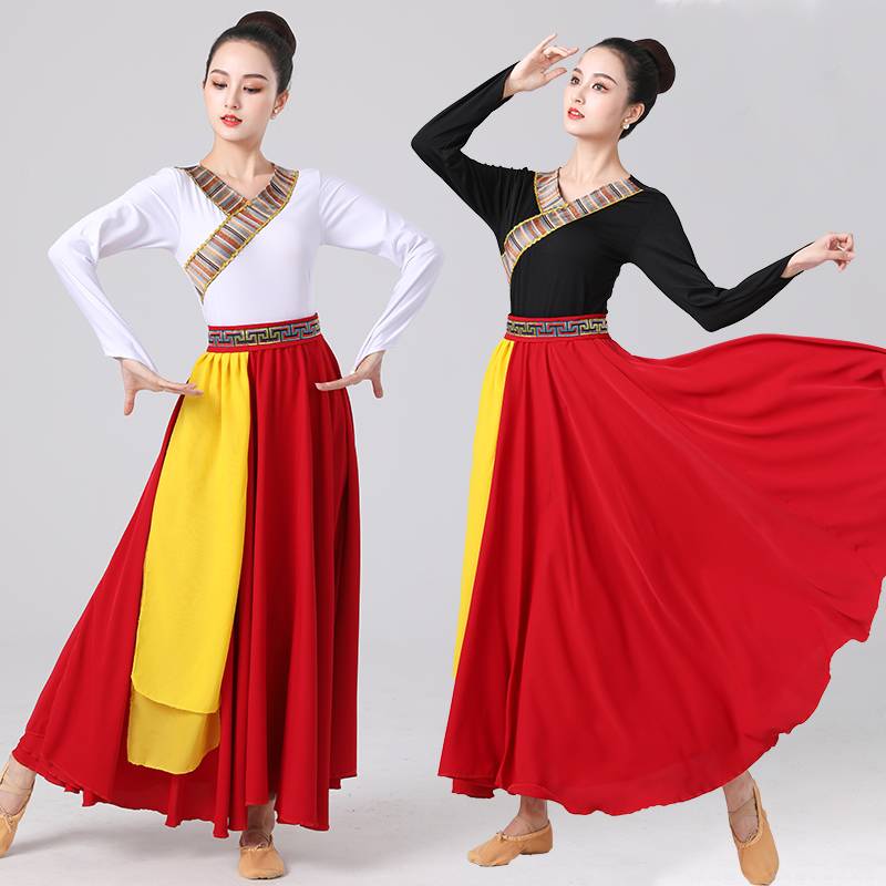 The Tibetan Dance Show Net Red Mongol Dance Clothes Study Brigade A half-dress