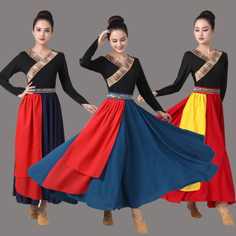 The Tibetan Dance Show Net Red Mongol Dance Clothes Study Brigade A half-dress