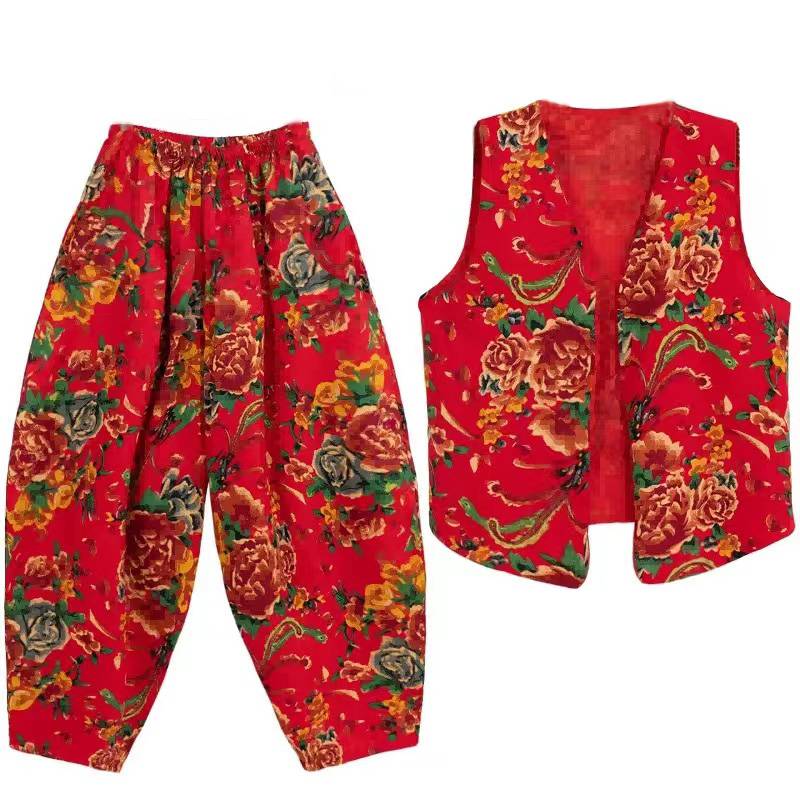 Northeast Grand Flower Set Ethnic Square Dance 2 Grandma twisting Yangge Performance Drum Wedding Wedding Performance Service