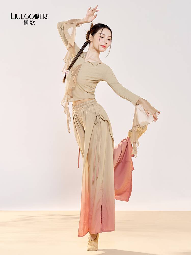 Liu Ge Classical Dance Practice Female Adults Long Sleeve Sleeve Sleeve Dressing Rhythm Service Chinese Dance Nation's Flowing Dance Services