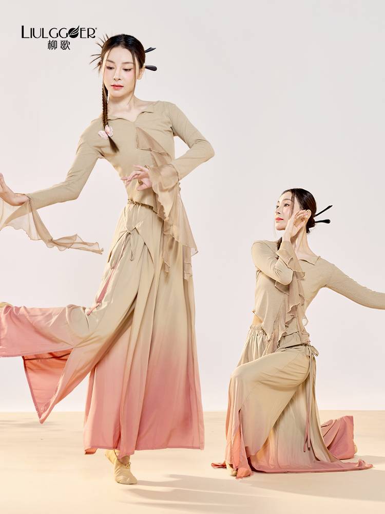Liu Ge Classical Dance Practice Female Adults Long Sleeve Sleeve Sleeve Dressing Rhythm Service Chinese Dance Nation's Flowing Dance Services