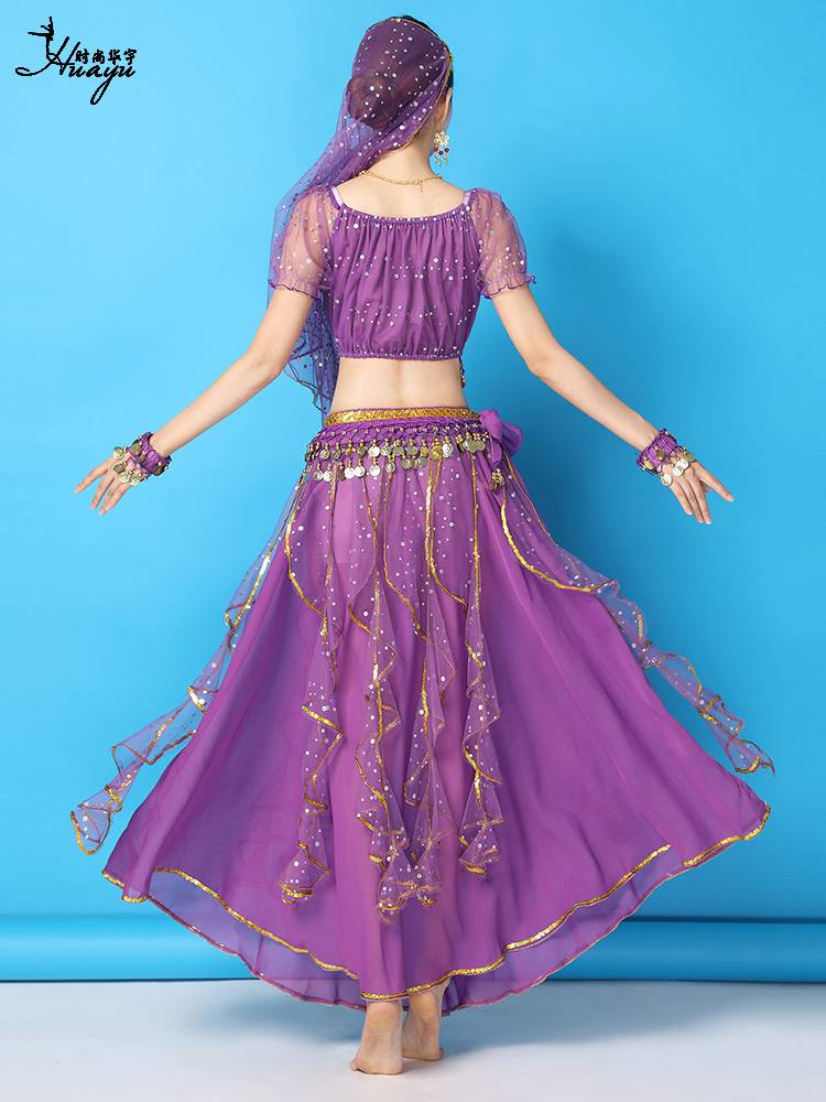 Huayu Dance 2024 new Indian dance clothing adult female belly dance Xinjiang dance performance clothes big skirt