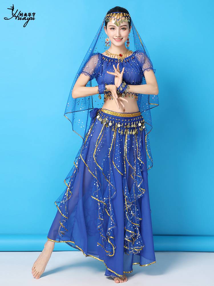 Huayu Dance 2024 new Indian dance clothing adult female belly dance Xinjiang dance performance clothes big skirt