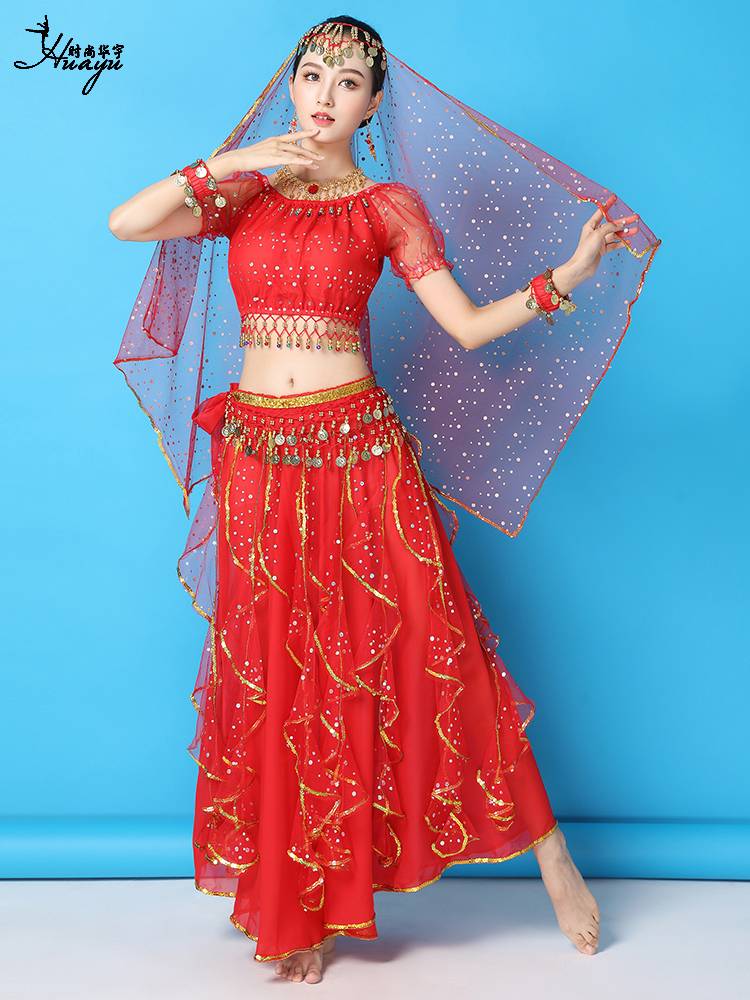 Huayu Dance 2024 new Indian dance clothing adult female belly dance Xinjiang dance performance clothes big skirt