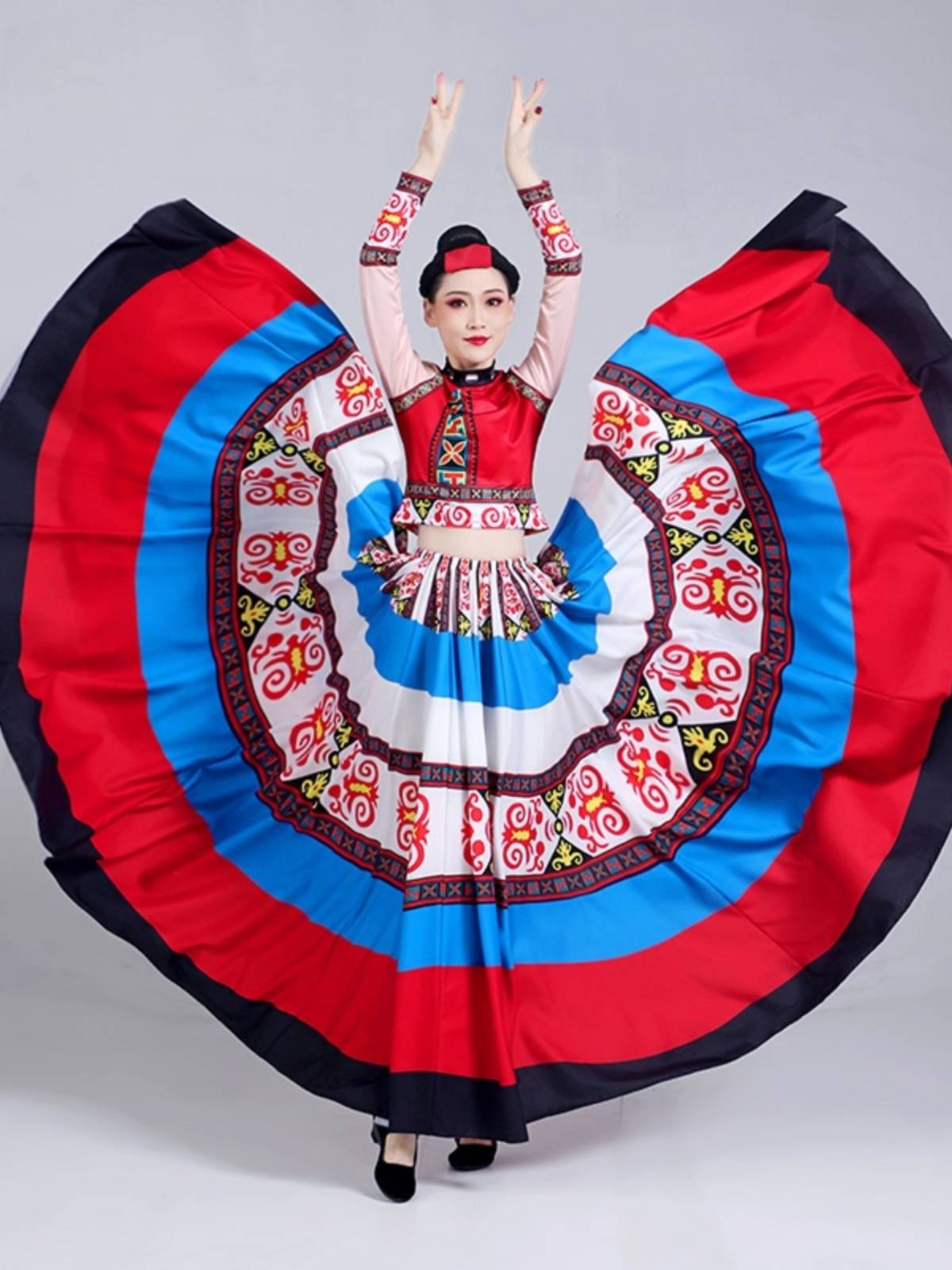 Yi nationality torch festival colorful big swing skirt ethnic dance dance big skirts Yi dance clothing clothing big skirt chorus suits