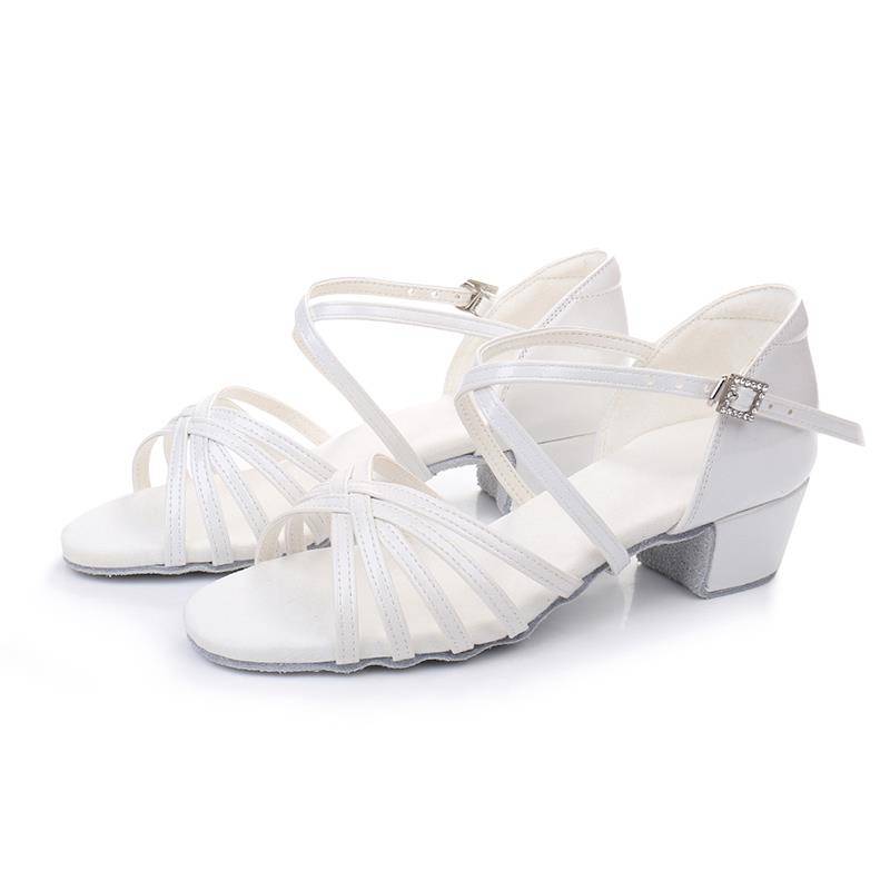 Girls high -heeled dance shoes Soft sole small white shoes girl Latin dance dance shoes