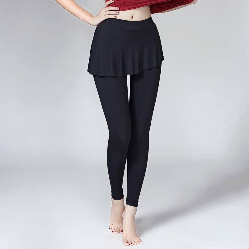 Dance pants female adult Deder shape pants practice elastic Latin dance pants falsify two pieces of tight skirt pants