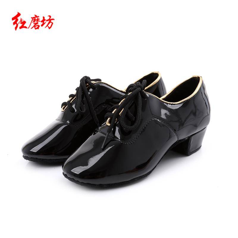 Boys and children Latin shoes player shoes men's competition HGO love dance shoes young black children Latin dance shoes square dance