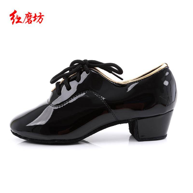 Boys and children Latin shoes player shoes men's competition HGO love dance shoes young black children Latin dance shoes square dance