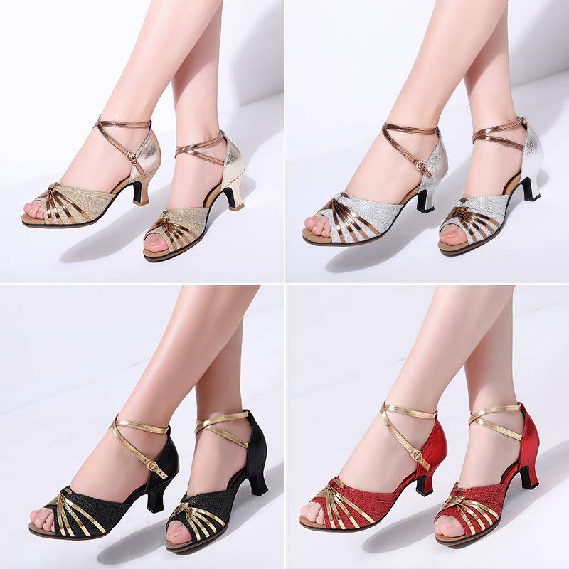Latin YYN-weaving dancers adult intercourse high-cooling heel high cool and female soft belly dance shoes square dance shoes summer