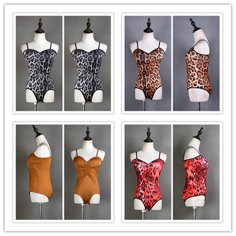 The new Latin dance dance camisole top female adults with chest mats sexy tube top dance practice service leopard print