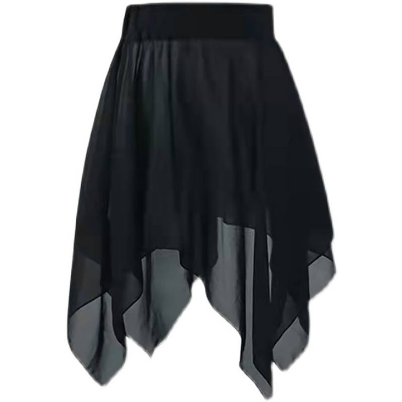 New dance practice chiffon black short skirt Latin yoga ballet, elegant dancing half -bodies body gauze skirt