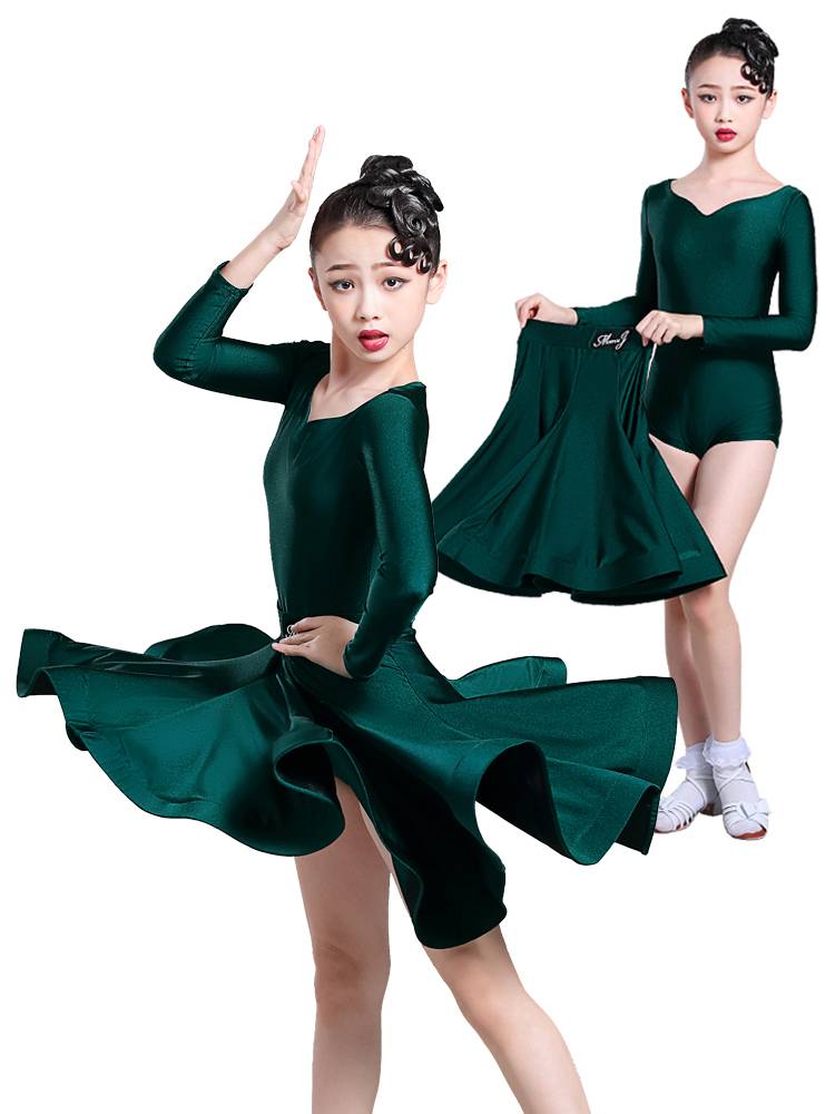 Latin dance girls stipulate that professional competition clothing high -end fabric 7 years old spring and summer peach heart leads high -end dance clothing