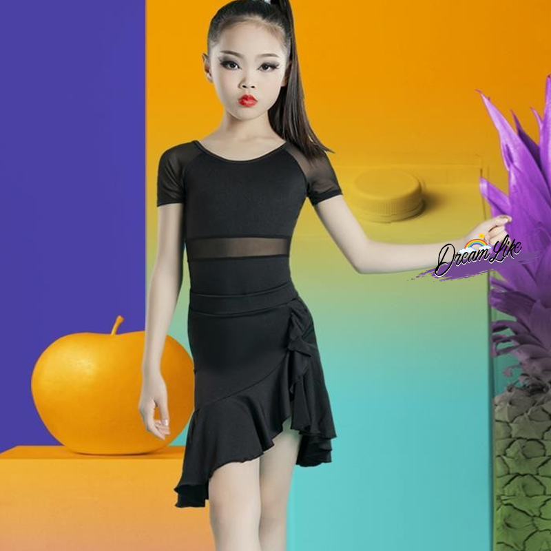 Children's Latin dance service girl summer split training service test competition professional training dance skirt 2024 new