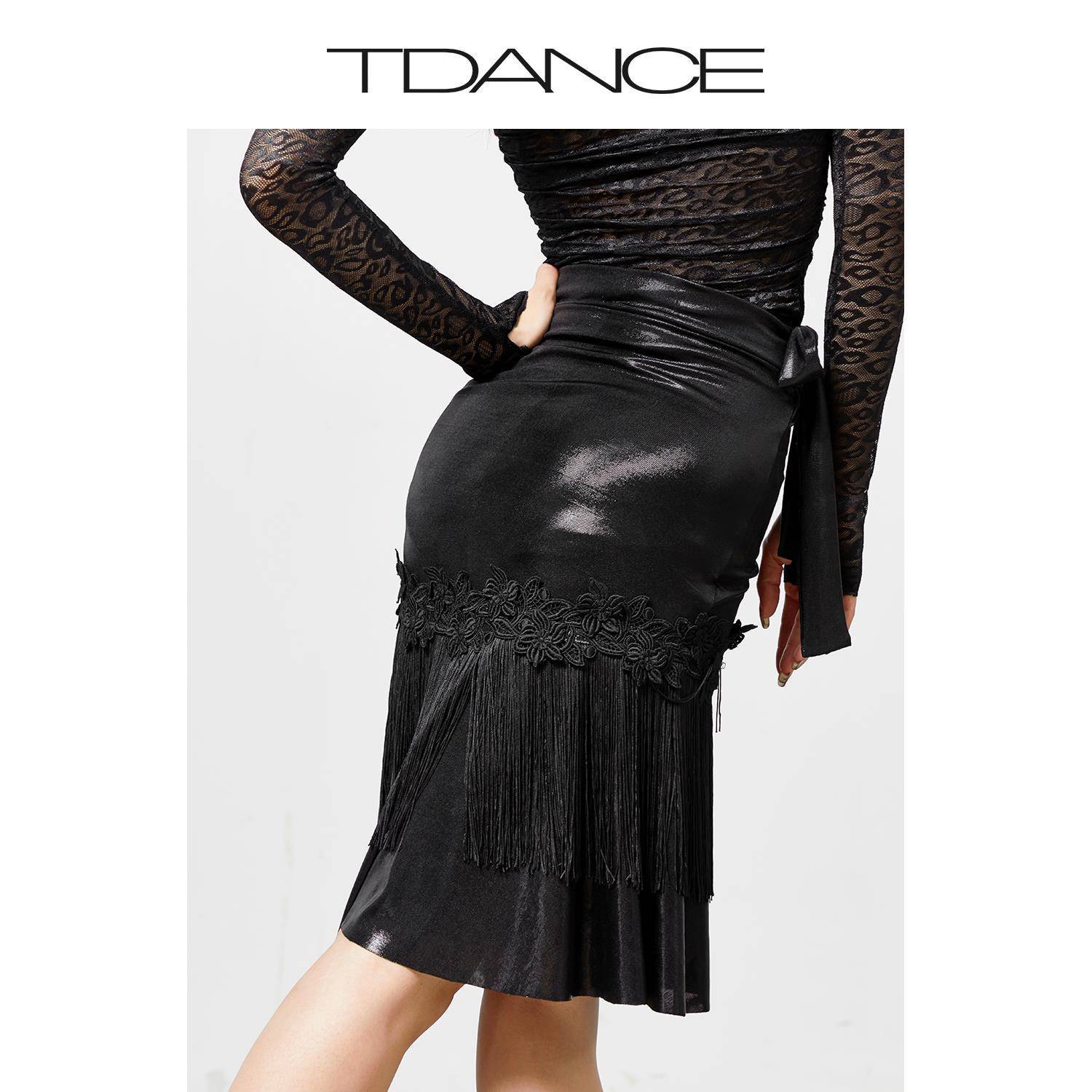 Tdance Lady Latin Dance Dance Skirt Pacific S three -dimensional Flower Best Binding Halway Skirts Under the new pants