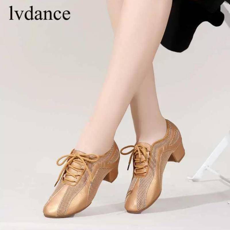 New professional Latin dance shoes female adult teacher shoes middle heel dance shoes soft sole dance square dance shoe shape