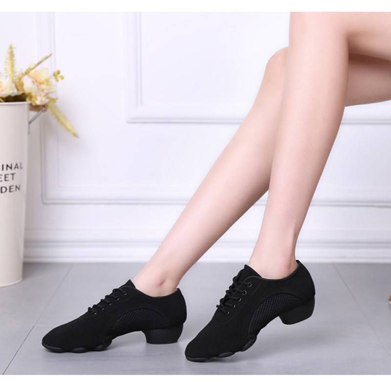 Men and women's soft base dance shoes Oxford cloth professional Latin dance teacher Children's dance shoes in the heel of adult step stepping on the shape